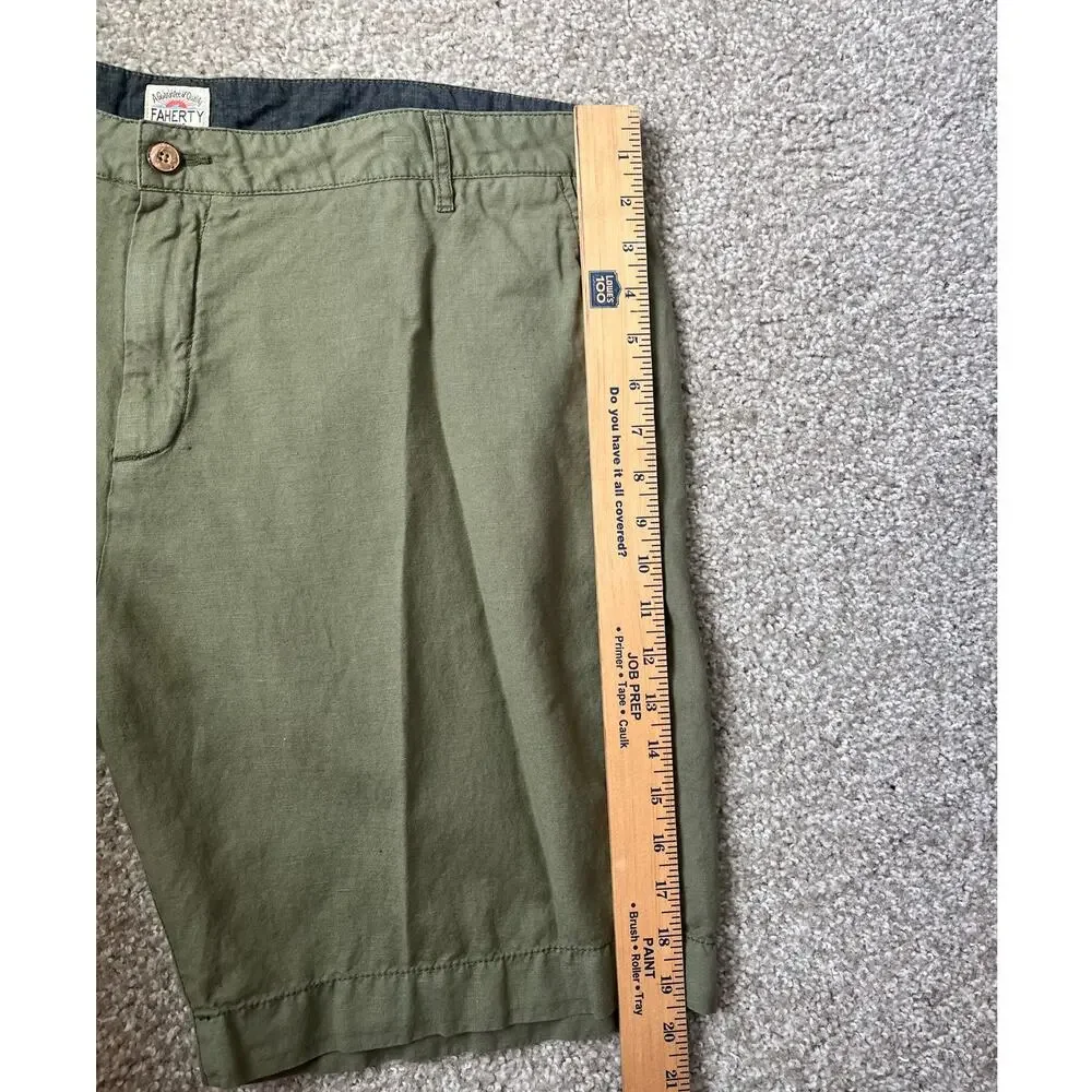 Faherty Green Malibu Short Linen Blend Chino Lightweight Casual Resort Beach 40